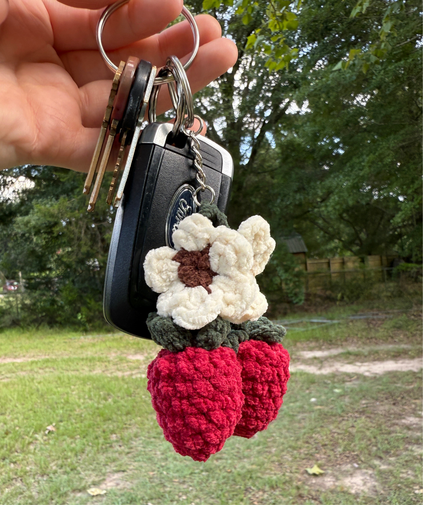 Strawberry Flower Keychain