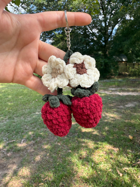 Strawberry Flower Keychain