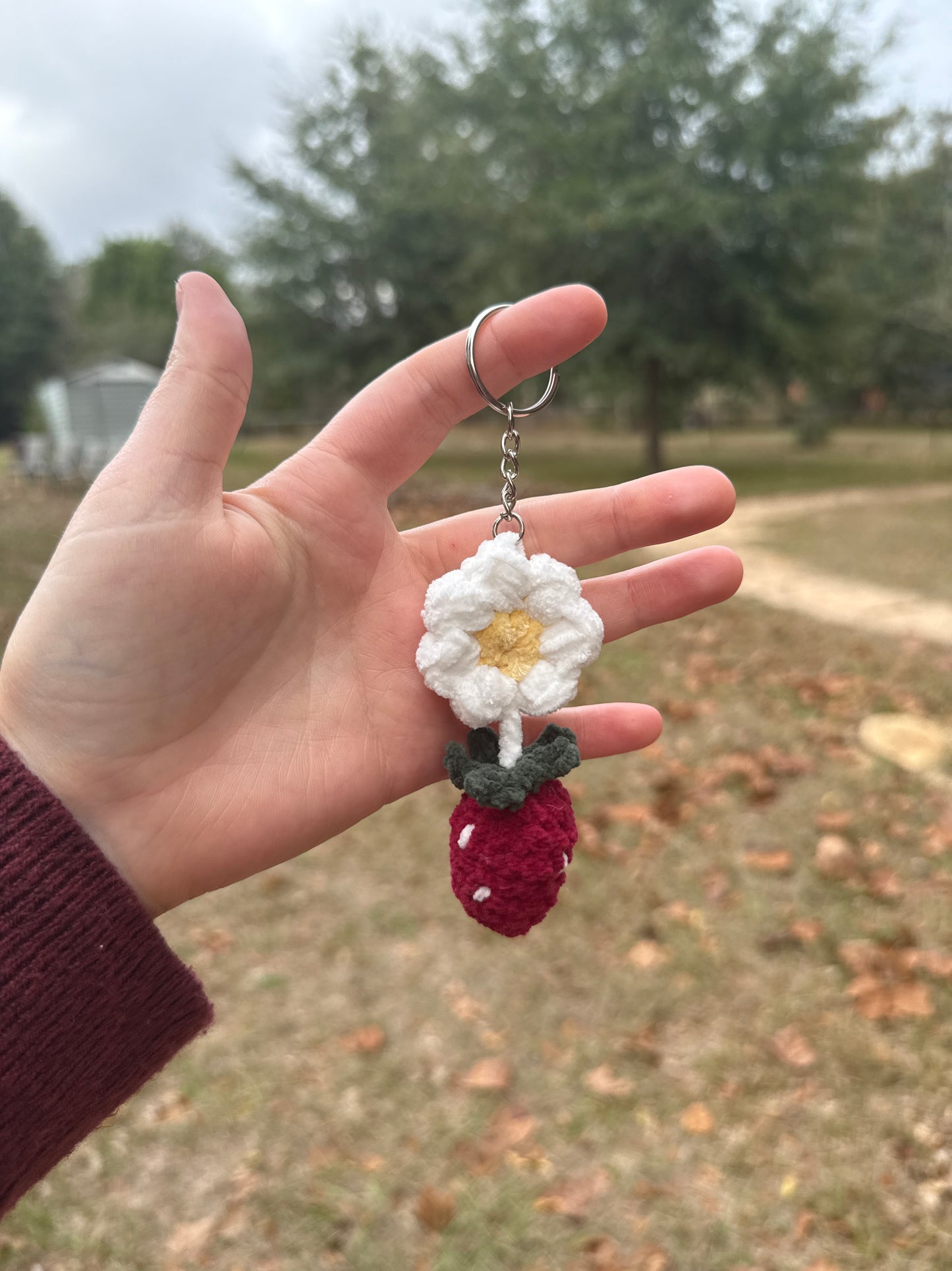 Strawberry Flower Keychain